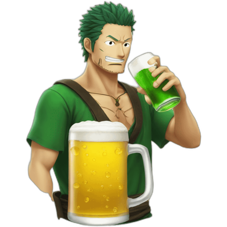 Zoro drink a beer emoji