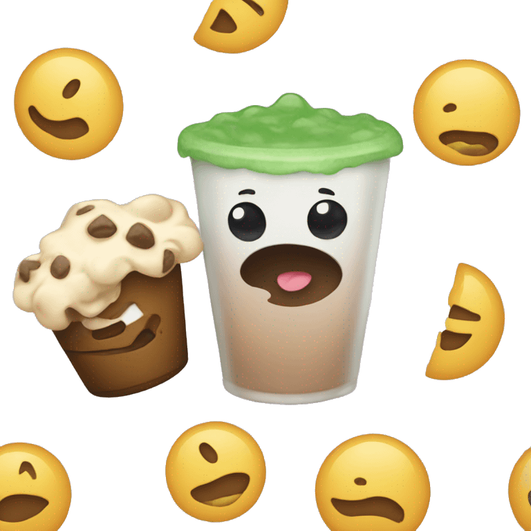 Cutesy emoji with boba emoji