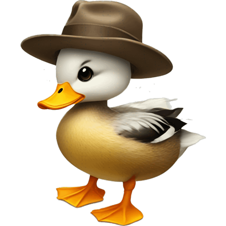 Cute duck wears a hat emoji