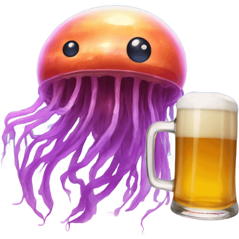 jellyfish on Saturn holding a beer  emoji