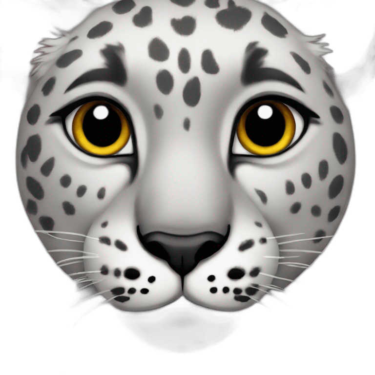 A snow leopard with hearty eyes emoji