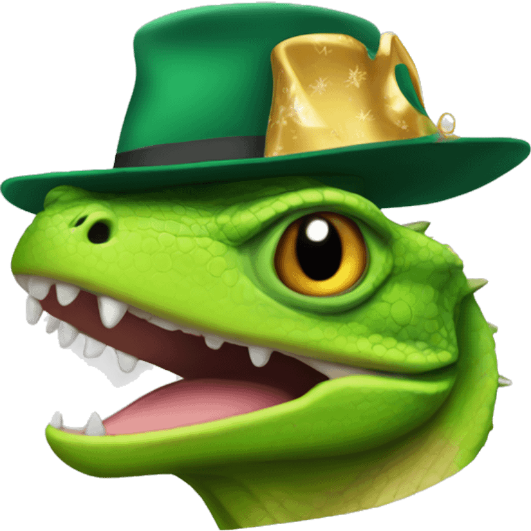 A lizard in a New Year's cap emoji