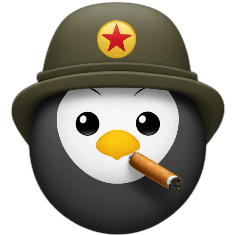 Un pingouin avec la casquette de Che Guevara et fumant un cigare  emoji