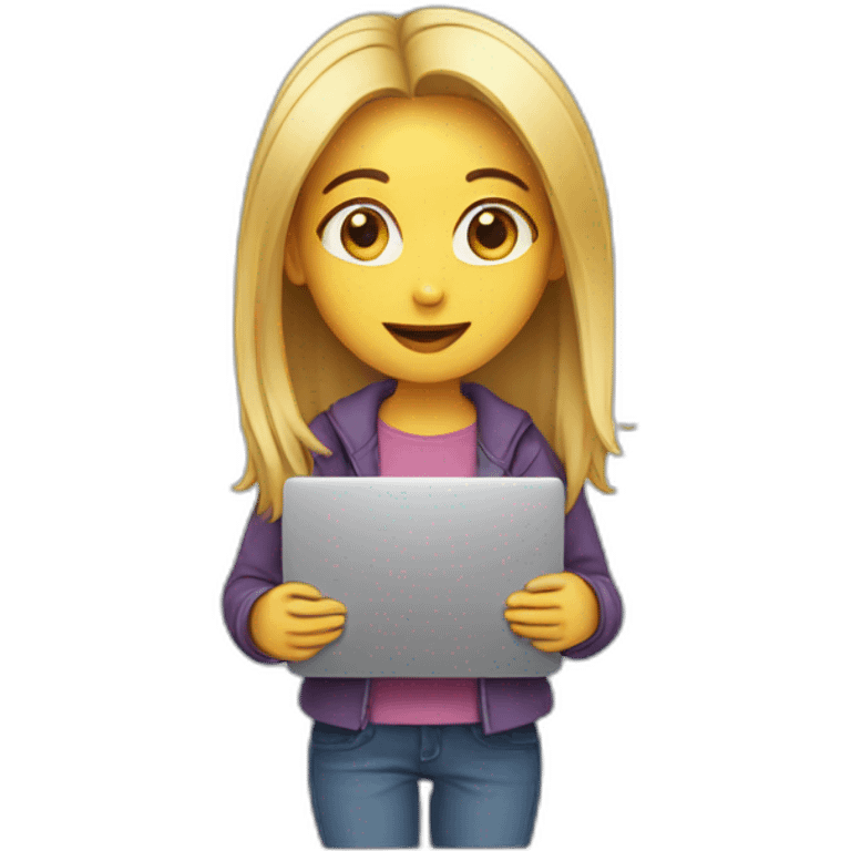 a girl with a laptop in hands emoji