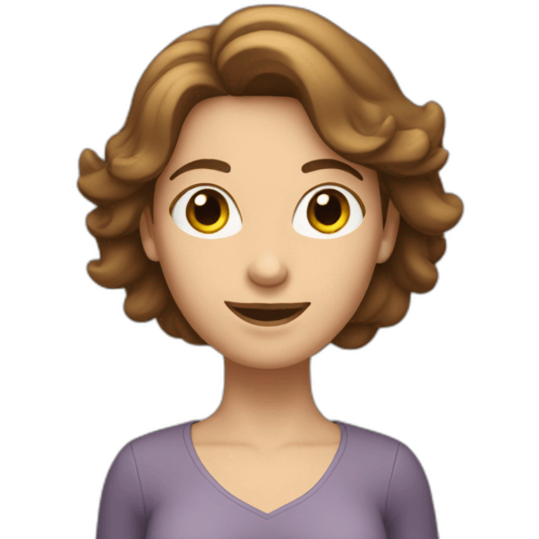 brown hair white woman with arms up emoji