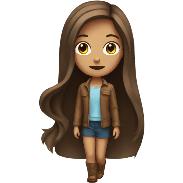 Girl with brown long hair with key in hand emoji