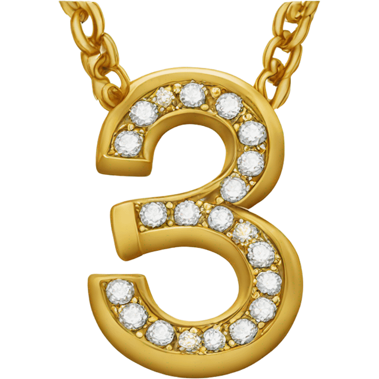 Gold chain with 23 as the pendant in gold and diamonds emoji