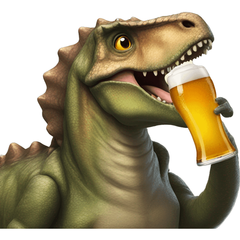 Dinosaur drinking a beer emoji