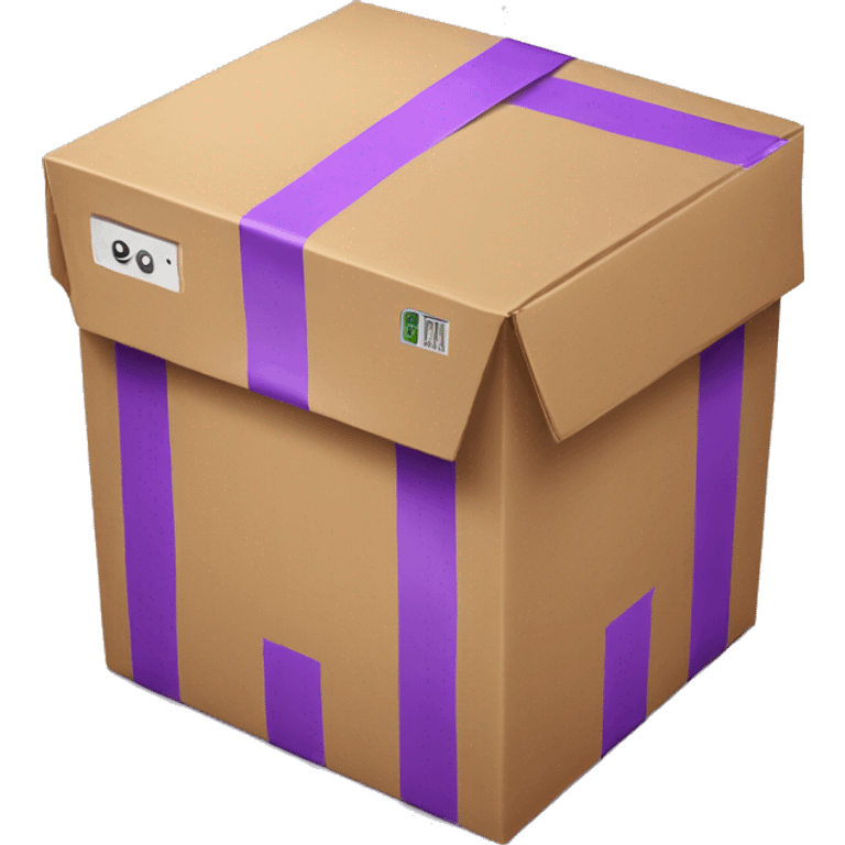 Delivery box with violet adhesive tape emoji