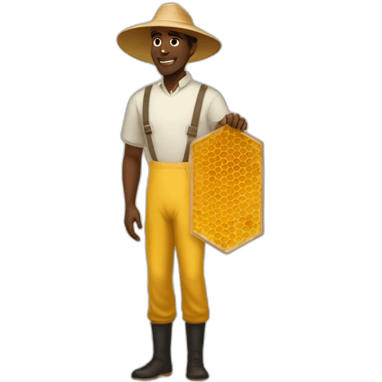 Tall black man beekeeper with honeycomb full body emoji