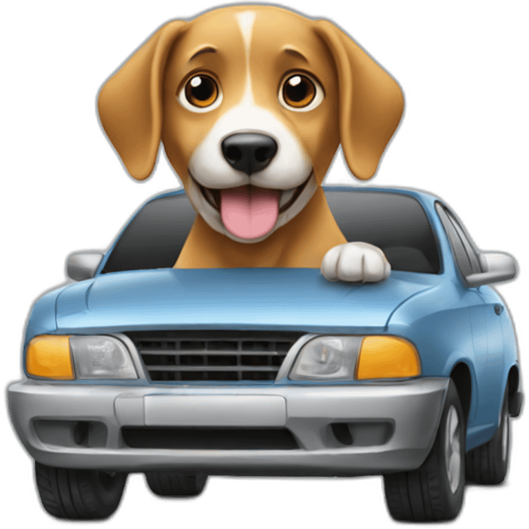 dog fixing a car emoji