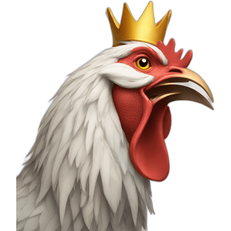 howling rooster with a crown on its head emoji