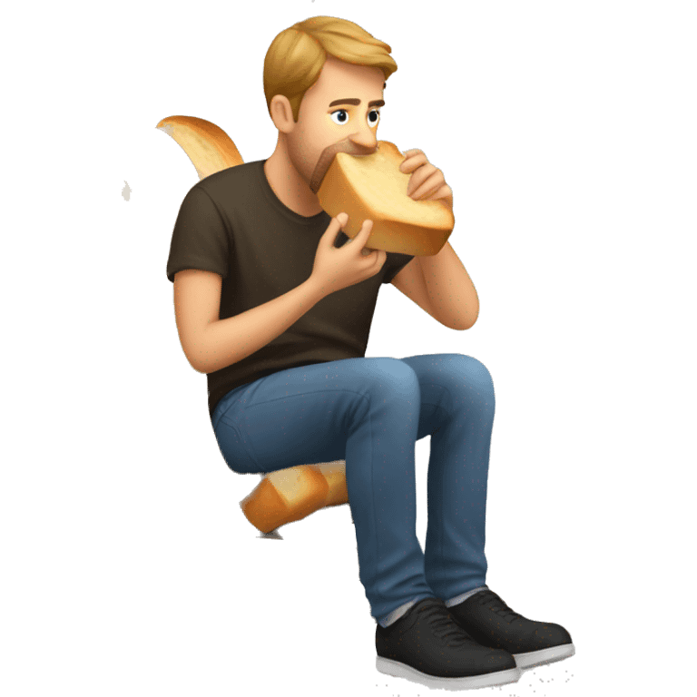 Guy eating bread while on a bread chair emoji