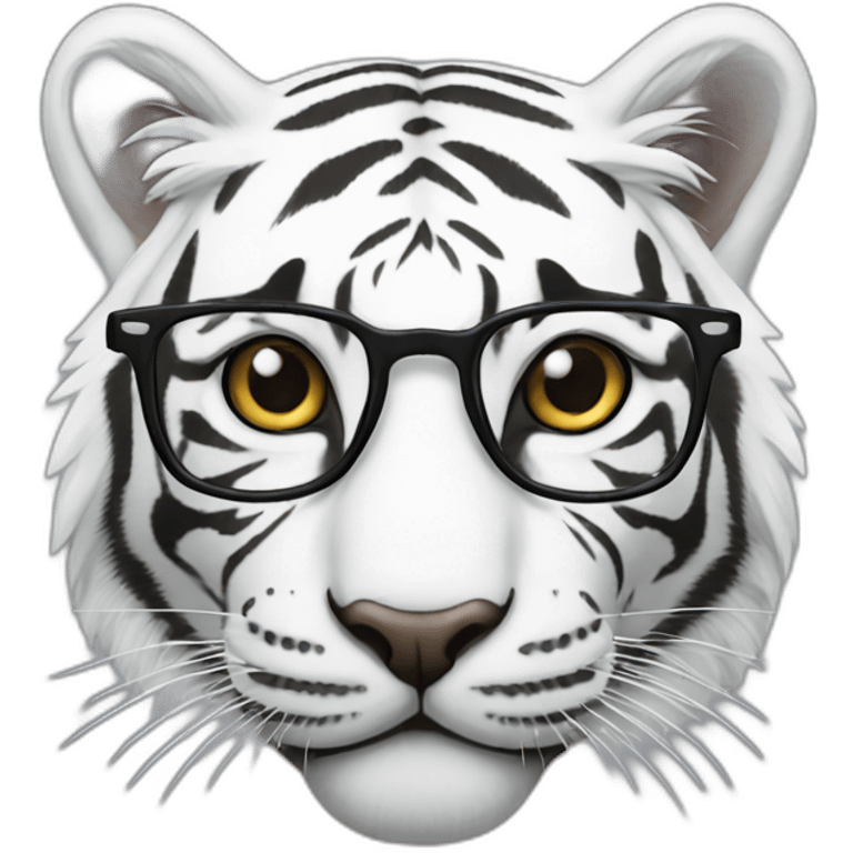 White tiger with glasses emoji