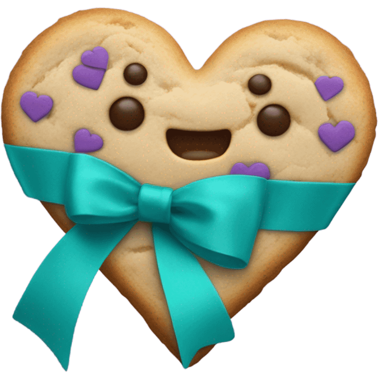 Heart cookie with teal purple awareness ribbon emoji