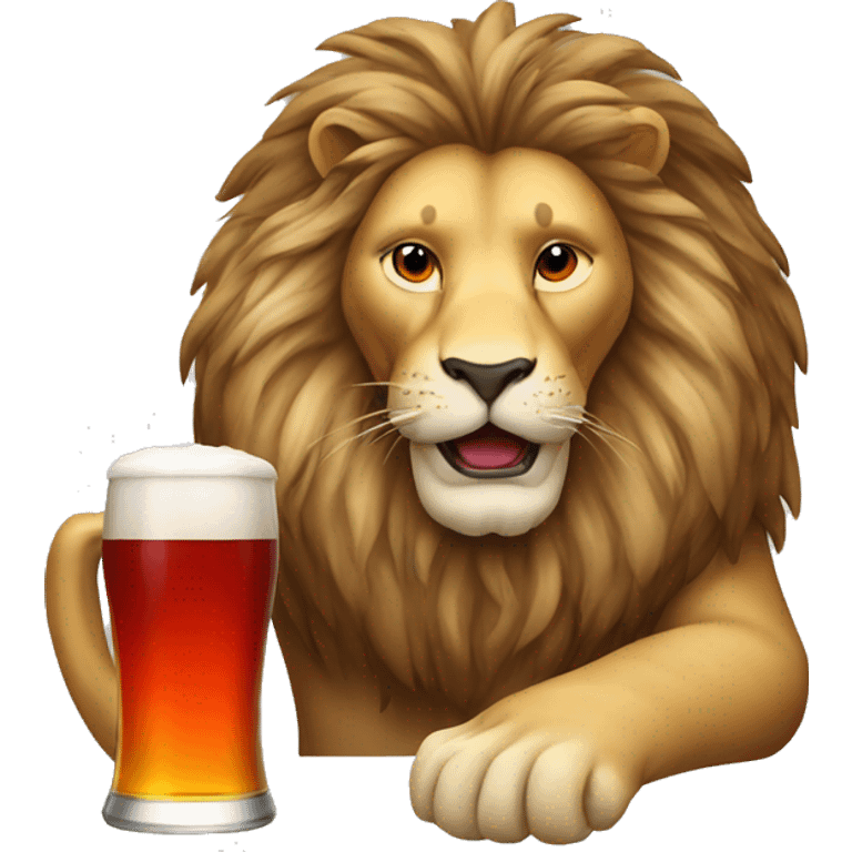 Lion drinking beer red emoji