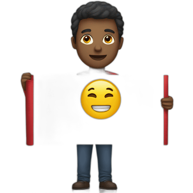 man holding banner emoji