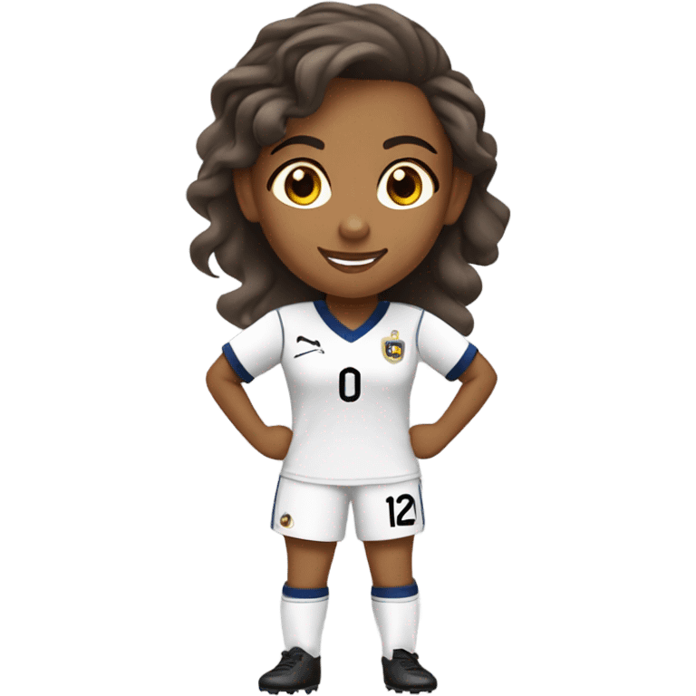 Brown  Girl Brown eyes playing soccer full body emoji