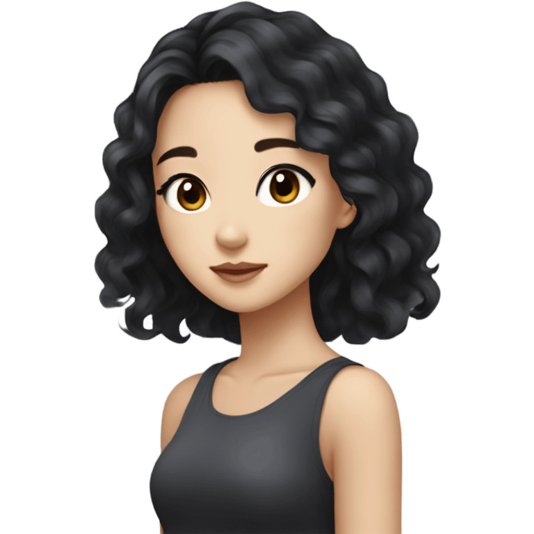 Beautiful girl,Black hair,wavy hair，long hair,Black eyes,Chinese emoji