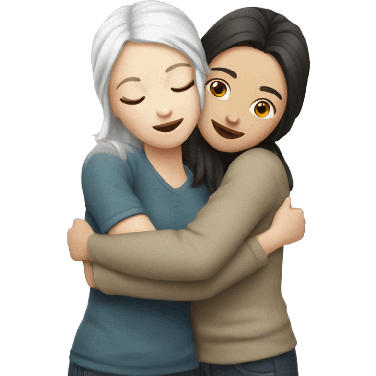 Hug two white skin women   emoji