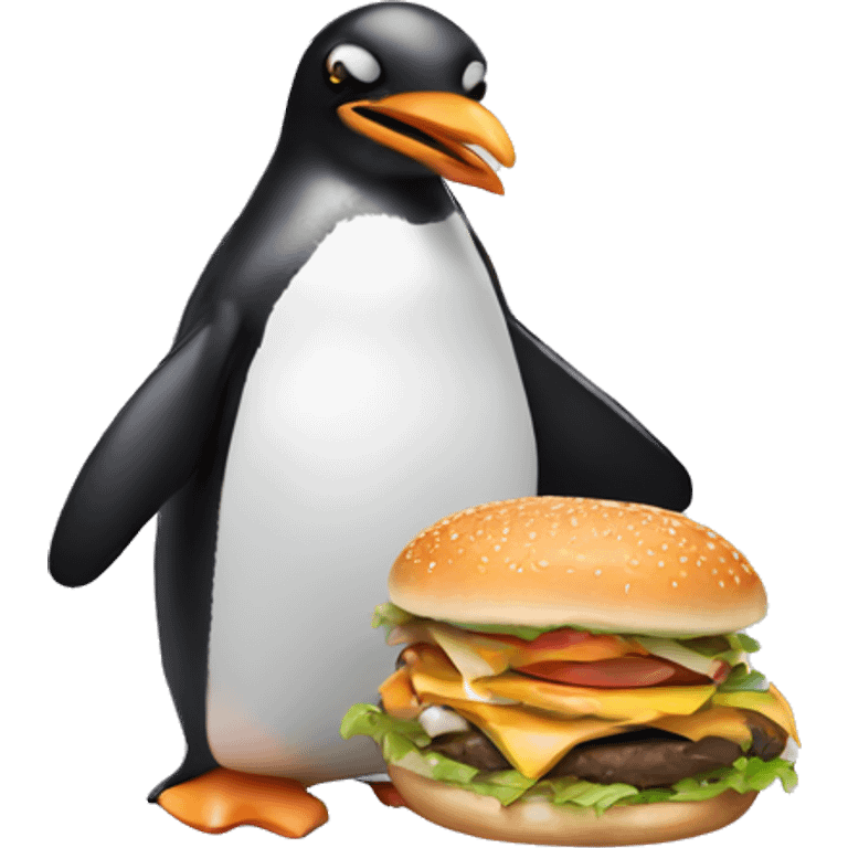 Penguin eating a burger  emoji