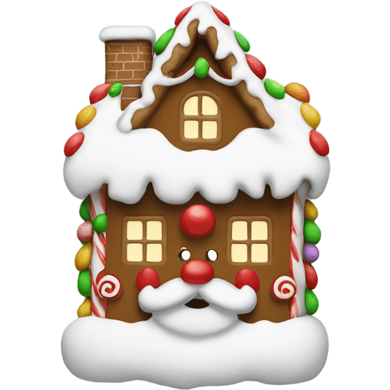 Santa Claus in a gingerbread house emoji