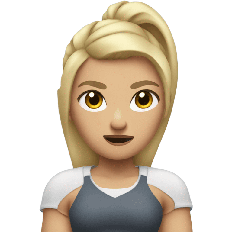 arms crossed angry woman blonde low ponytail nike top  emoji