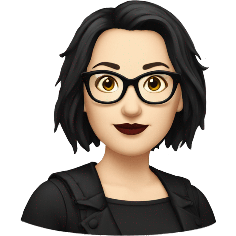 Caucasian-Mum-woman-goth-short-dark-hair-standing-wearing-glasses-plus-size emoji