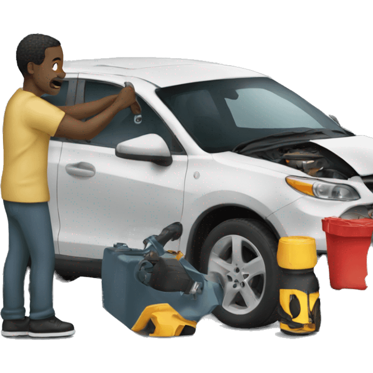 Black man fixing cars emoji