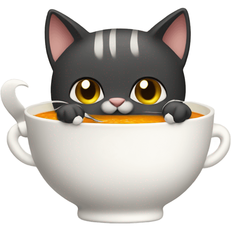 Cat eating soup emoji