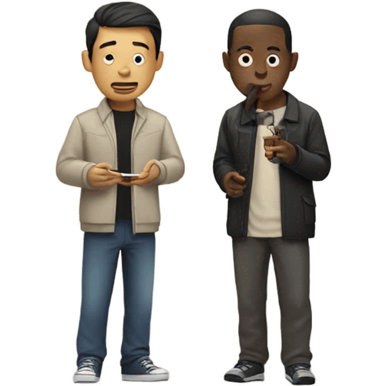 Asian man and black man smoking  emoji