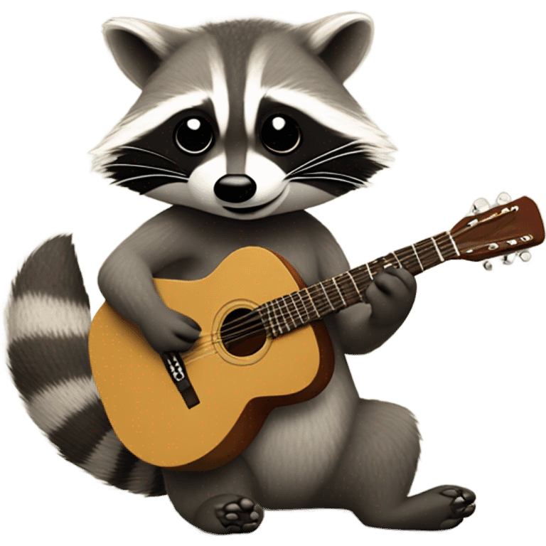 Raccoon playing guitar emoji