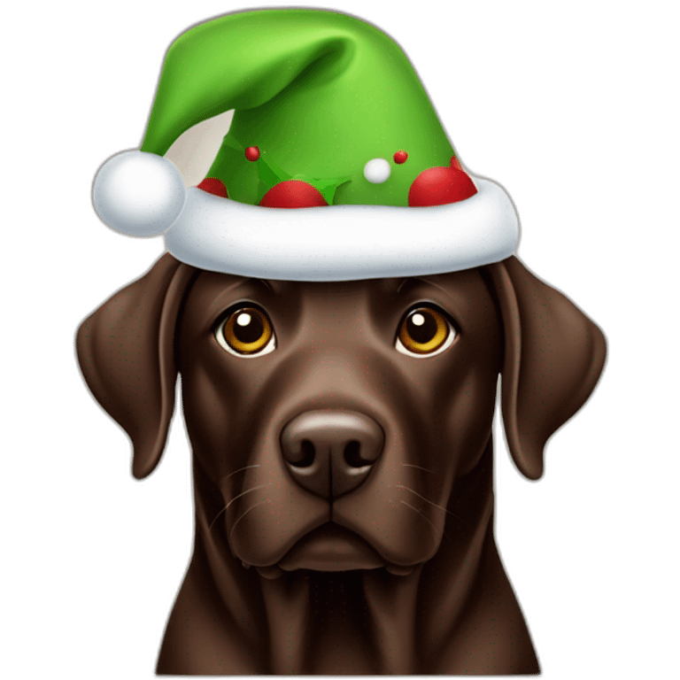 chocolate labrador christmas hat emoji