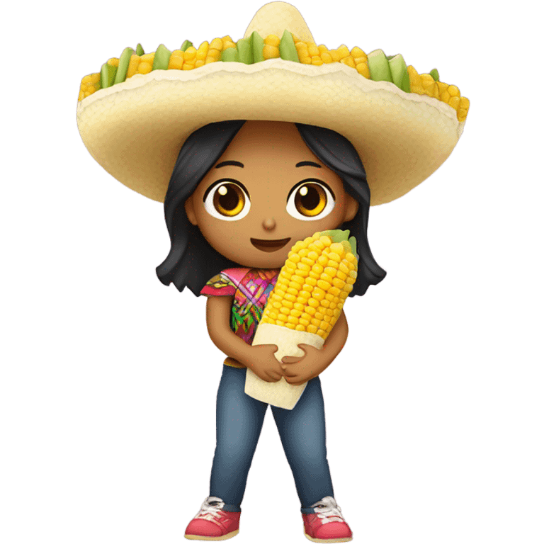 Mexican Girl holding elote emoji