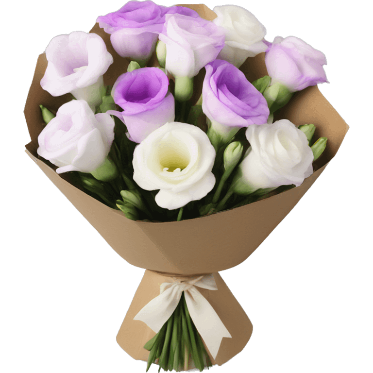 bouquet of realistic eustoma 11 in a box emoji