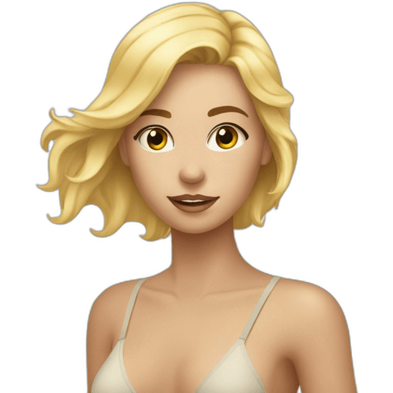 nudiest blonde girl standing on the beach emoji