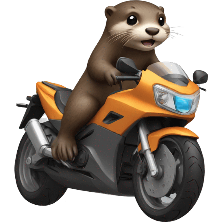 Otter who rides a Sport motorcycle from the side emoji