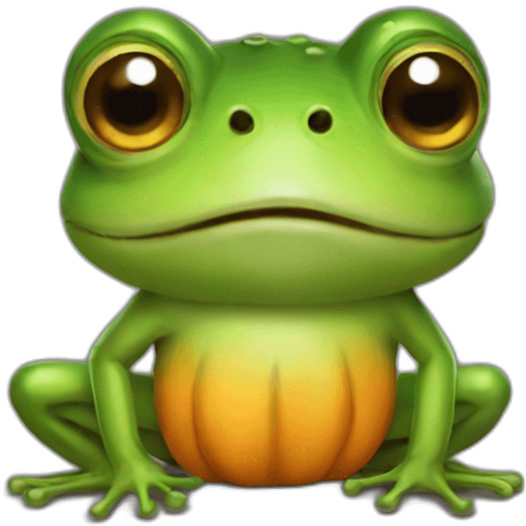 frog dressed like pumpkin emoji