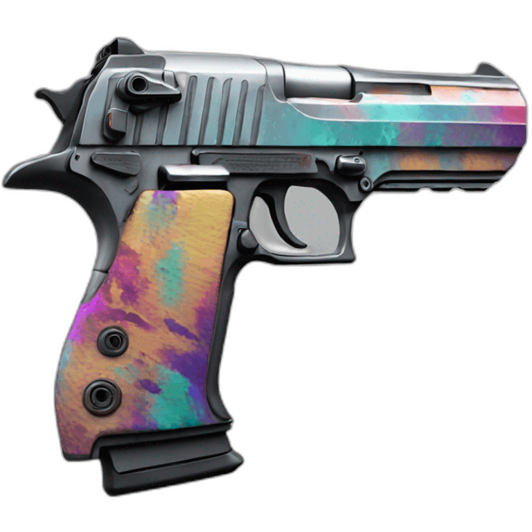 one detailed  desert eagle with exotic colors on it emoji