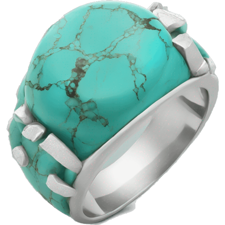 silver turquoise ring with stone details emoji