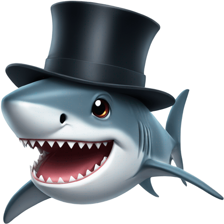 Shark with a top hat emoji