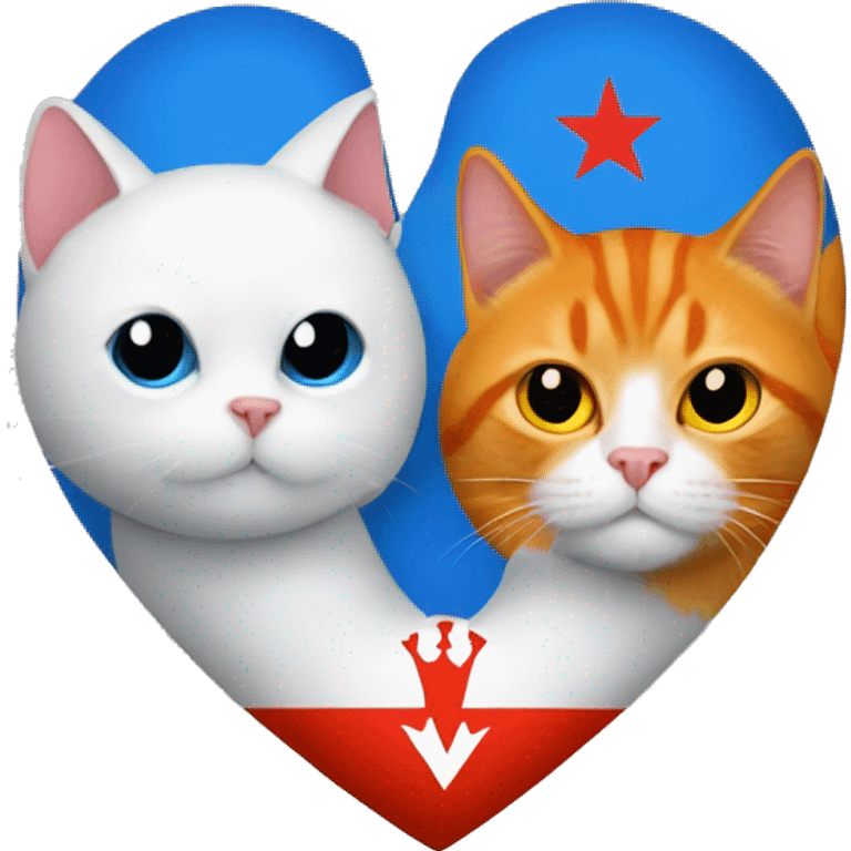 Albanian flag and orange cat with in the blue heart emoji