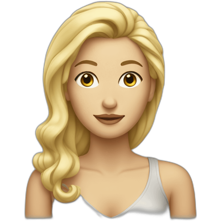 blond woman with curve hair in glass emoji