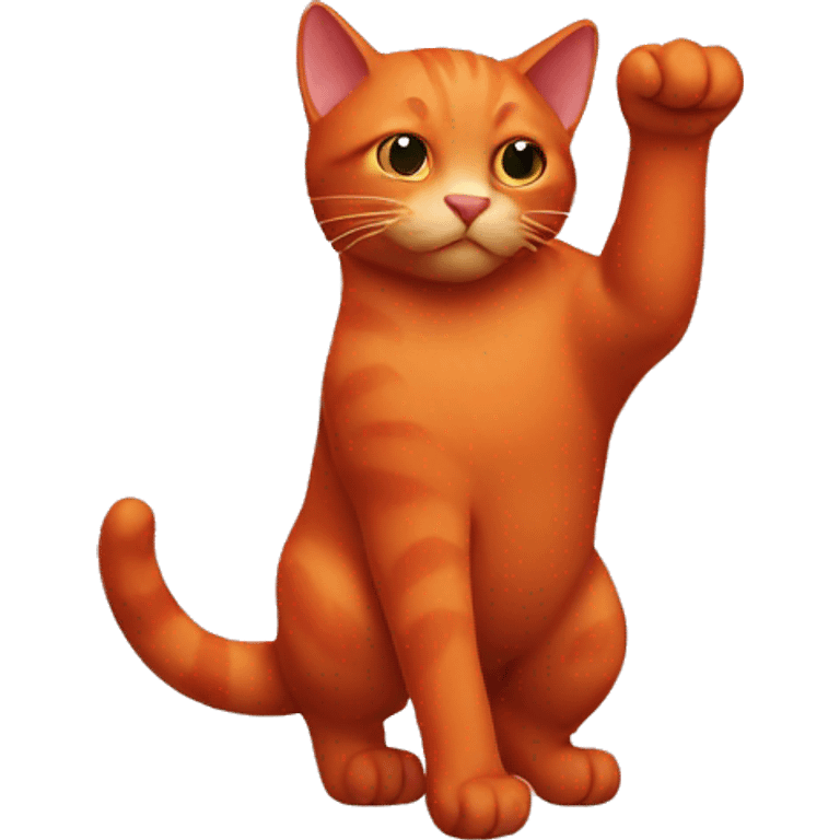 Hand-held red cat emoji