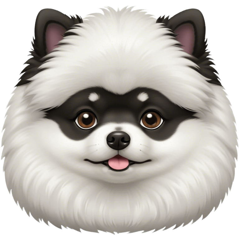 Small black and white Pomeranian very obese  emoji