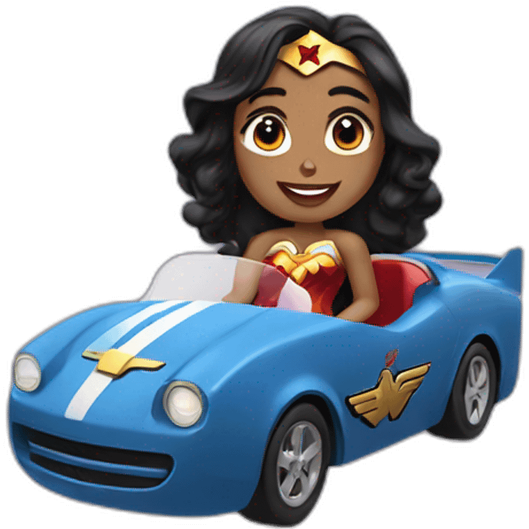 wonderwoman in a race car emoji