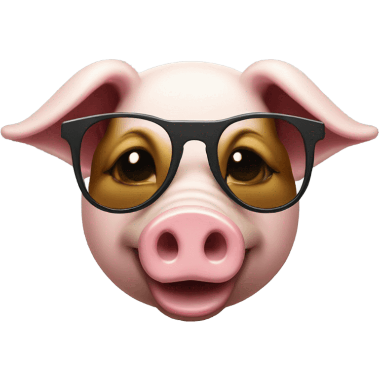 Happy pig cilinder sunglases emoji