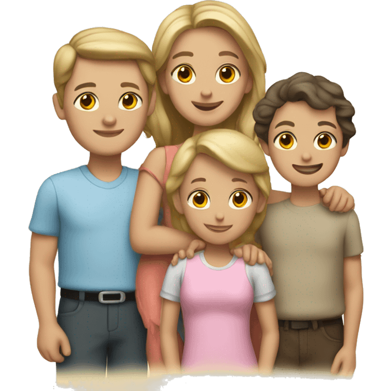 Caucasian family of 6  emoji