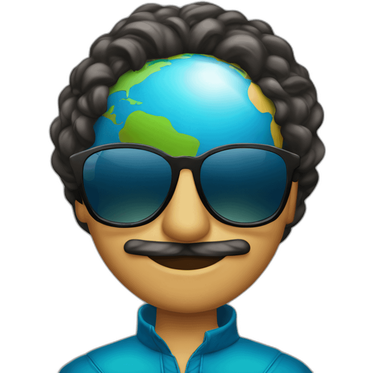 Armando Christian Pérez wearing sunglasses with globe in background emoji