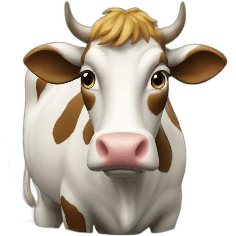 Une vache sur une pêche emoji